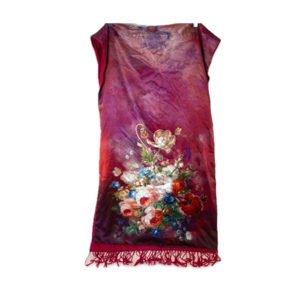 Silk Two Layer Large Scarf Floral Story of Shanghai - Picture 2 of 4